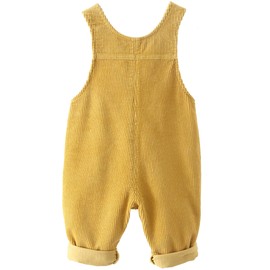 Baby Boy Girls Corduroy Overalls Toddler Bib Pants Infant Suspender Jumpsuit Romper Fall Outfit Yellow 12-18 Months