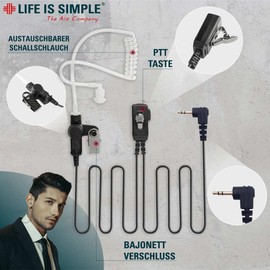 LIFE IS SIMPLE Radio Headset for Motorola Talkabout | Walkie Talkie Headset for T62, T82, Motorola TLKR and More | Walkie Talkie Headset with Microphone (PTT)