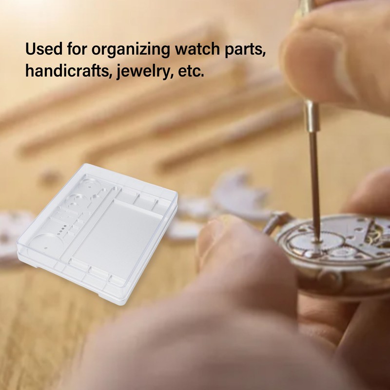 Watch Movement Repair Box Aluminum Alloy Storage Tray with Acrylic