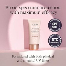 D’ALBA Waterfull Tone-Up Sunscreen SPF 50+ 50 ml – Protector Solar Facial Coreano con Trufa Blanca y Centella – Bloqueador Facial Tono Rosa de Textura