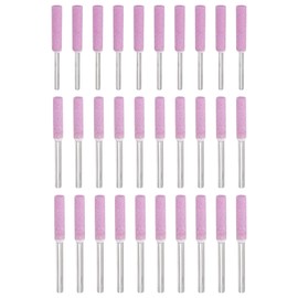 PATIKIL 30 Pcs Diamond Chainsaw Sharpener 3 Sizes High Hardness Sharpening Stone Polishing Chainsaw Sharpening Kit Grinding File Tool, Pink(5/32", 3/16", 7/32")