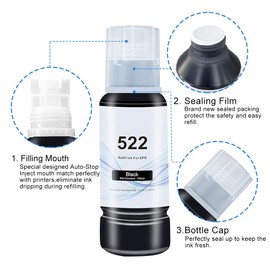 AYMSous Compatible T522 Ink Refill Bottle kit Replacement for Epson T522 for Ecotank ET-2760 ET-4760 ET-2750 ET-2720 ET-3760 ET-2850 ET-15000 ET-2800 ET-4700 ST-4000 ST-2000 ET-3710 ET4810 ET-3850 etc