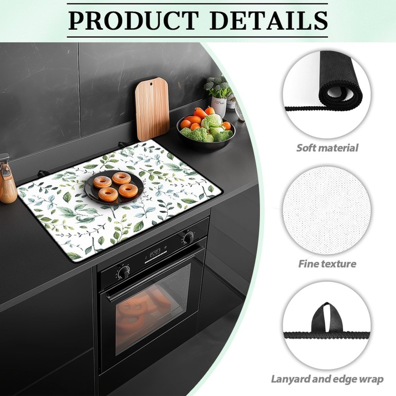 CONITALE Green Leaves Branches Stove Top Cover for Electric Stoves