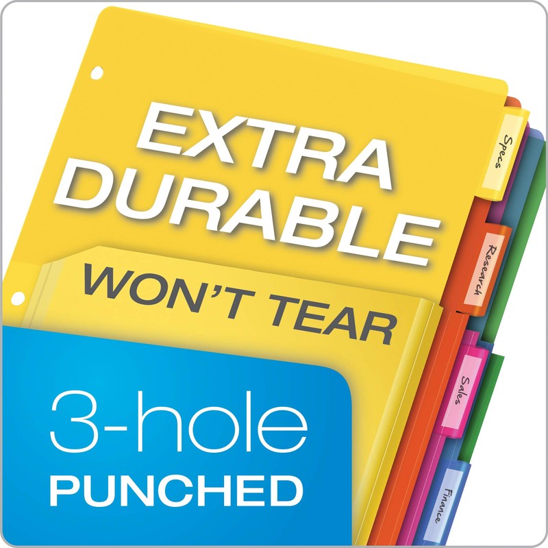 Oxford Binder Dividers with Pockets, 3 Pack, 5 Multicolor Tabs