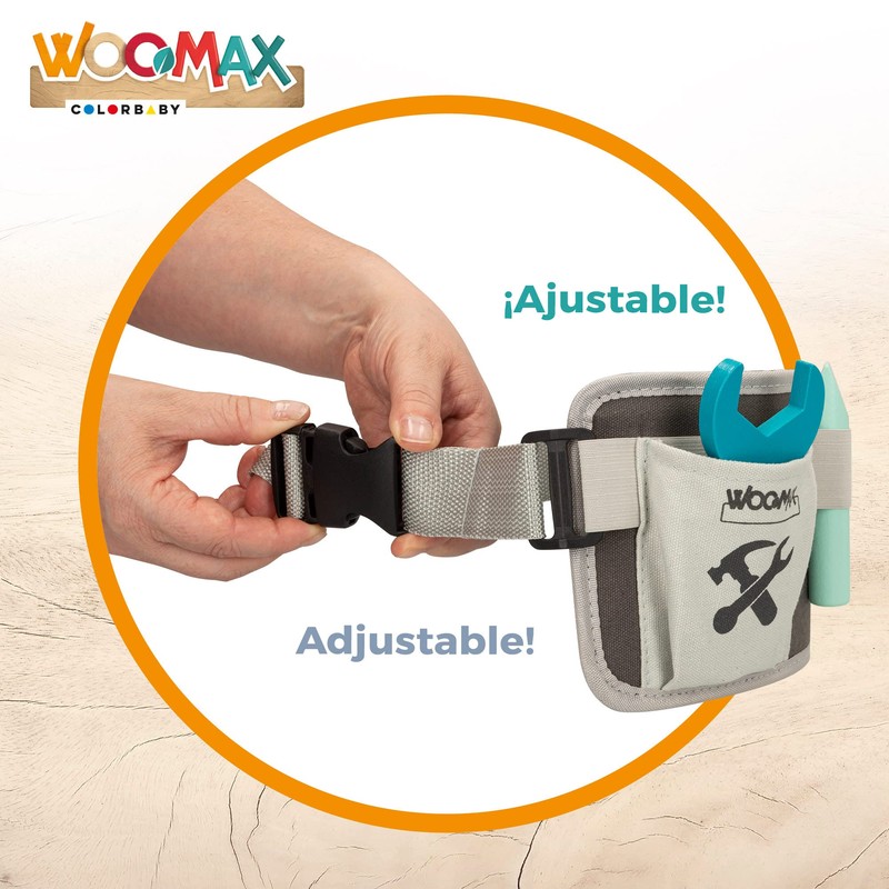 WOOMAX 49304 Tool Belt for Children, Includes 12 Pieces, Children's
