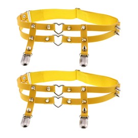 YunPeng Women Girl Heart Leg Garters with Clips, Elastic Adjustable Thigh Garter for 2pcs