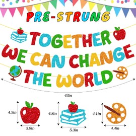 Together We Can Change the World Banner Welcome Back to School Theme Decorations First Day of School Décor Welcome to Preschool Kindergarten Elementary School Classroom Party Supplies