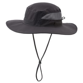 Decentron Men's Outdoor Mesh Boonie Sun Hat Wide Brim UV Protection Fishing Hat (Dark Grey)