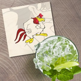 Unbranded Foghorn Leghorn Cartoon Thinking Rooster 4'' X 4'' Square Wooden Coaster