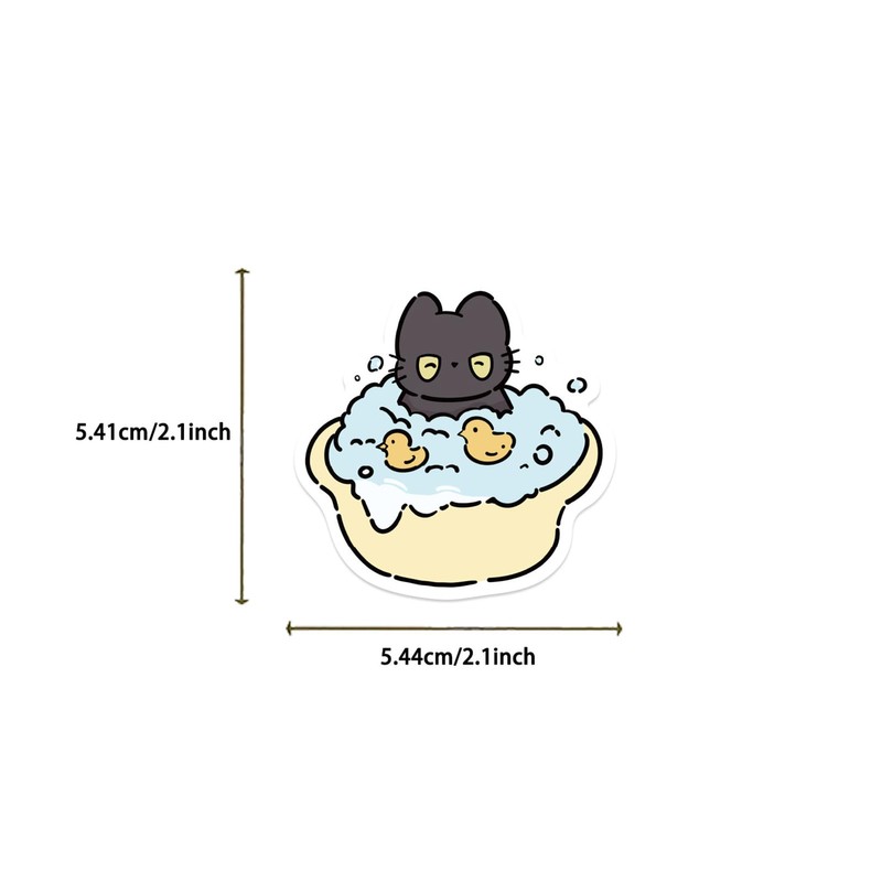 50PCS Black Cat Stickers - Waterproof PVC Vinyl, Reusable, Residue-Free,