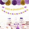 Purple White-Gold Party-Decoration Graduation Banner - 8pcs Kits Cap Garland