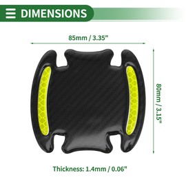 Motoforti Universal Car Door Handle Cup Cover Protection Film Reflective Stickers Anti-scratch, Epoxy Resin, Black Green, 4 Pcs