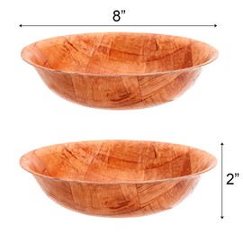 Elsjoy 8 Pack Wooden Woven Salad Bowl, 8 Inch Stackable Round Wood Serving Bowl, Rustic Mixing Bowl for Salad, Fruits, Vegetables, Natural Birch Wood