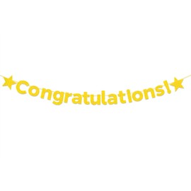 bng-bng Gold Congratulations Bunting Banner Glittery 2025 Graduation Congratulations Decoration Hanging Garland for Graduation Retirement Grad Party Decor Supplies (Pre-strung) Gold