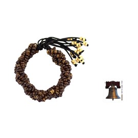 NOVICA Artisan Handmade Coconut Shell Braided Bracelet Thai No Stone Wristband Beaded Thailand Eco Friendly Nature [maximum Inner Circumference 7 in L x 1.2 in W Minimum Inner Circumference 5.25 in L]