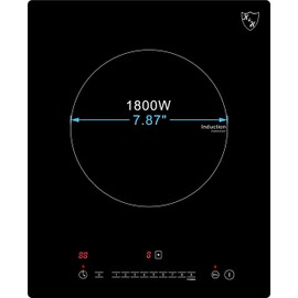 K&H Single Portable Burner Built-in Induction Electric Stove Top Sensor Touch Ceramic Cooktop Plug in Hot Plate 120V 1800W SIN-1801