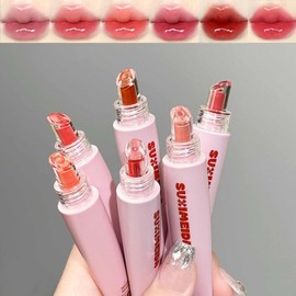 6-Piece Hydrating Lip Gloss Set, Shiny Highly Pigmented Long Lasting Waterproof Pink Red Cute Lip Gloss Lip Tint Stain for Women