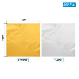 uxcell 200pcs Foil Candy Wrappers, 4 x 4 Inch Chocolate Bar Wrappers, Aluminum Foil Paper for Caramel Candy Packaging Decoration, Gold