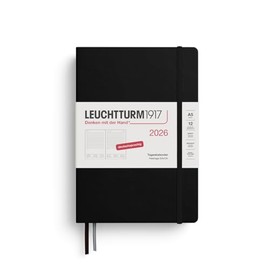 LEUCHTTURM1917 372591 Tageskalender Medium (A5) 2026, 12 Monate, Schwarz, Deutsch