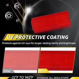 VYNTRAL Interior Door Reflectors Compatible with Fo-rd Excursion 2000-2005, F250 F350 F450 F550 Super Duty 1999-2007, [DOT Certified] [IP67 Waterproof], Reflector Light Cover, 2 PCS, Red Lens
