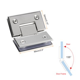 uxcell 135 Degree Glass Door Hinge for 8-12mm(0.31"-0.47") 304 Stainless Steel Door Hinge Glass Clamp, Bright Silver