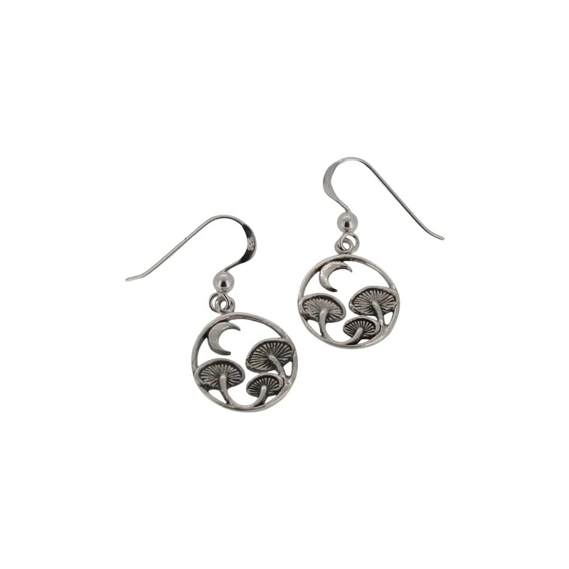 Touch Jewellery 925 Sterling Silver Mushrooms and Moon Drop Earrings