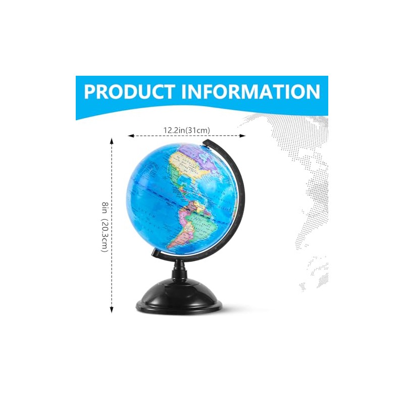 KISEER 8 Inch World Globe with Stand Rotating Earth Spinning