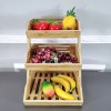 FixtureDisplays 3 Tier Fruit Basket Stand, Bamboo Clear Varnish, Countertop