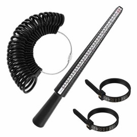 Ring Sizer Measuring Tool Set, Black Plastic Ring Sizer Gauge Set Ring Mandrel Measuring Stick Jewelry Making Tools for Jewelry Sizing Measuring