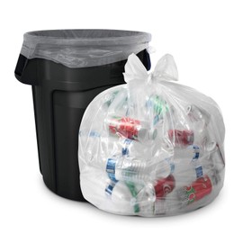Aluf Plastics 33 Gallon 1.2 MIL Thick Clear Heavy Duty Trash Bags - 33" x 39" - Pack of 100 - For Recycling, Kitchen, Contractor, & Outdoor