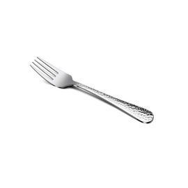 Hammered Salad Forks Set of 6, E-far Stainless Steel Appetizer Dessert Forks, Silverware Flatware Small Forks, Mirror Finish, Dishwasher Safe - 6.7 Inches