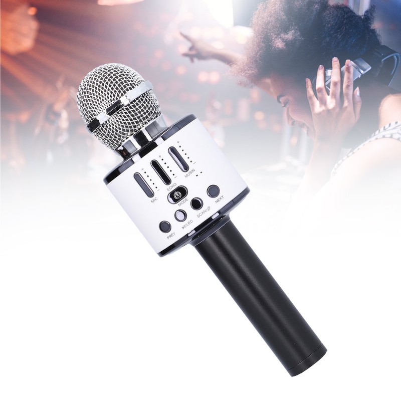 Q88 Microphone Wireless Bluetooth Karaoke LED Portable Handheld Black for
