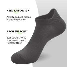 SERISIMPLE Women Ultra Thin Socks Viscose Bamboo Low Cut No Show Ventilating Low Ankle Anti Odor Arch Support Mesh Socks 5 Pairs (s, Dark grey)