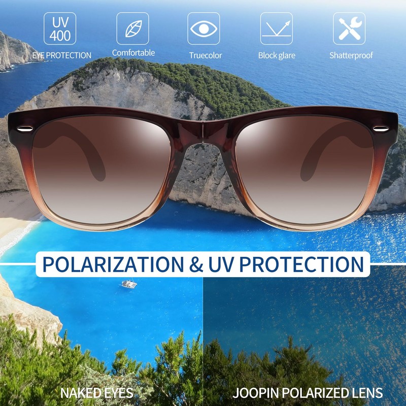 Joopin Polarised Foldable Sunglasses Men's Rectangular Classic Folding Glasses Women