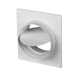 100mm Wall Mounted Flange Anti Backdraft Damper White PVC Round Grille
