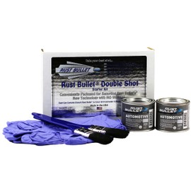 RUST BULLET - Automotive Rust Inhibitor Paint Double Shot - Two 1/4 Pints- Rust Preventive Protective Coating - No Topcoat Needed - Paint Over Rust - Metallic Gray
