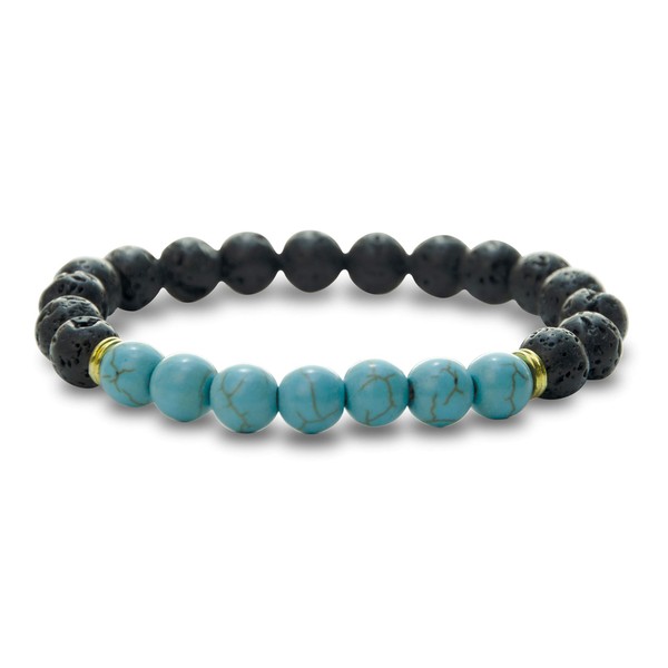 Serene Living Aromatherapy Essential Oils Diffuser Beaded Bracelet with 2 Dram Oil (Strength Turquoise Stones)