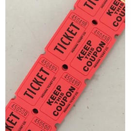 500 Red 50/50 Double Stub Raffle Tickets