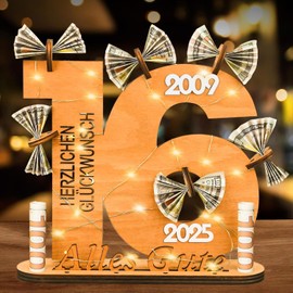 kiimiipa 16th Birthday Man Woman, Gift for 16th Birthday Man, Gifts for 16th Birthday Woman, Money Gifts, Wooden Sign, Guest Book, 16th Birthday Decoration, Anniversary Commemoration, Creative Money