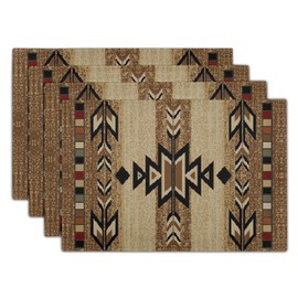 Giwawa Southwestern Placemats Rustic Tribal Geometric Decorative Table Mat Antique Native American Heat Resistant Non-Slip Place Mats 12x18Inch Set of 4 for Dining Kitchen Party Holiday Decor