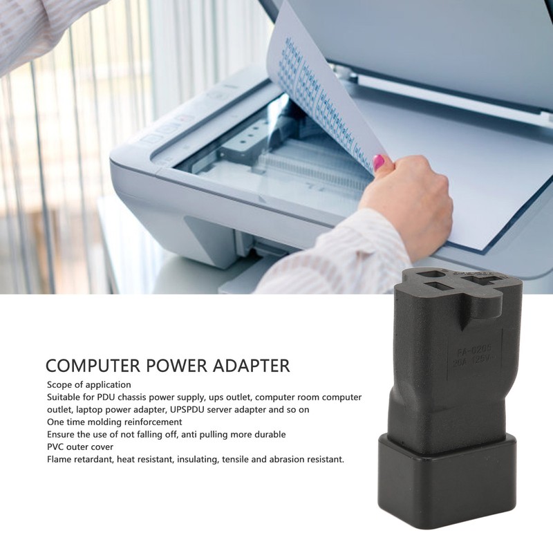IEC320 C20 to Nema 5‑15 20R Power Adapter 20A C20
