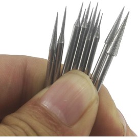 𝐋𝐮𝐨 𝐤𝐞 10 Pcs Cone Shape Diamond Burr - 3/32'' Shank Diamond Cone Burs Stone Carving Bits for Rotary Tools includes Dremel