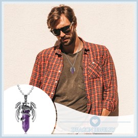Healing Crystal Necklace Dragon Wrapped Necklaces Crystals Healing Stones Necklace for Men Women Cool Necklace Gemstone Necklace for Teen Girls Gifts