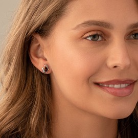 Peora Created Black Opal Earrings 925 Sterling Silver, 1.50 Carats Total, Oval Shape 7x5mm, Friction Backs