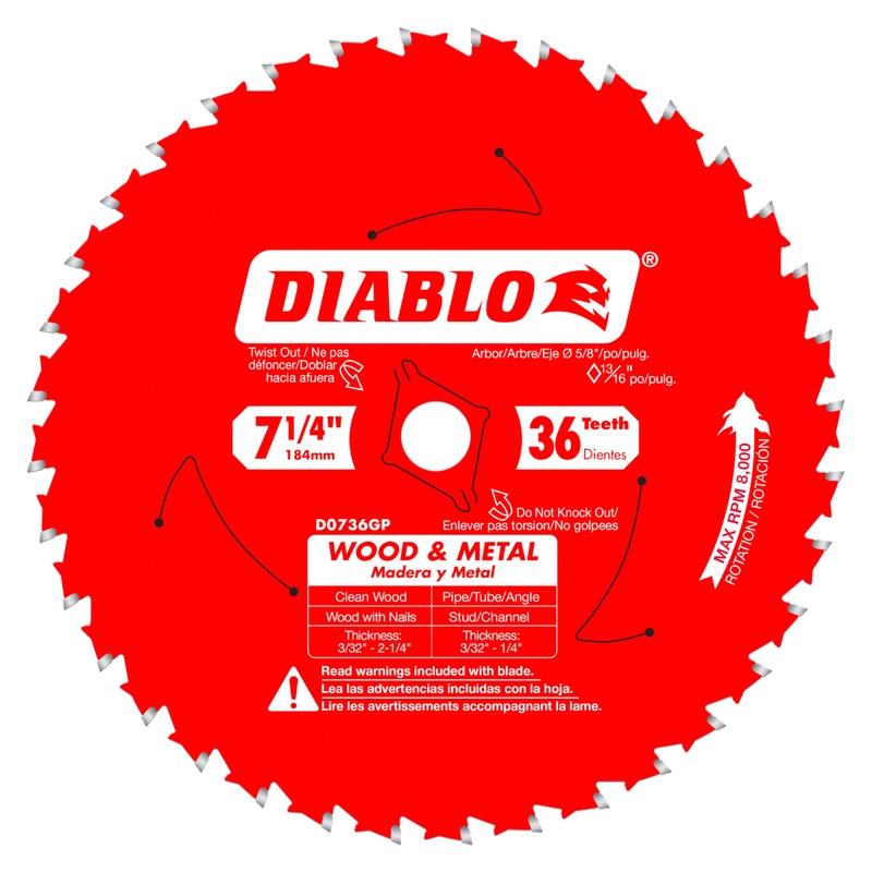 Diablo Wood and Metal Cutting Carbide Circular Saw Blade -