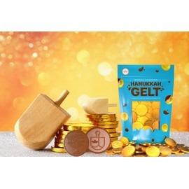 The Dreidel Company Chocolate Gelt 50-Pack Milk Chocolate Coins, Hanukkah Gelt, With Menorah and Dreidel Designs, Made with Premium Belgian Chocolates, Gluten Free, Non GMO, Nut-Free, Kosher Certified OU-D