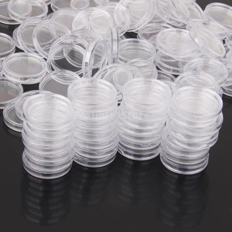 zalati Coin Holder Capsules 100pcs Round Plastic Coin Container Storage