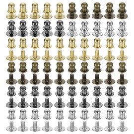 uxcell 5mm Ball Head Stud Rivets Screw Back, 100Pack Round Head Button Nipple Rivet for DIY Leather Craft Handbag Belt, 4 Colors