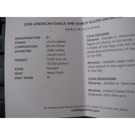 Unbranded 2018 W SILVER  AMERICAN EAGLE COA Only and no coins