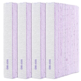 YUXIANLB 100 Pcs 100/180 Grit Nail Files, Professional Reusable Emery Board for Nails, Double Sides Washable Nail File Manicure Tools for Natural Nails Extension Gel and Acrylic Nail Tools Home Use